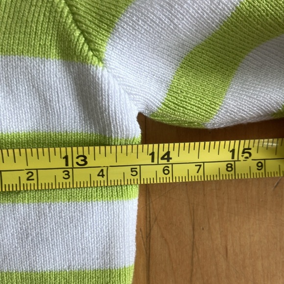 NEW Zara Large cropped square-neck green white stripes sweater - Picture 5 of 10